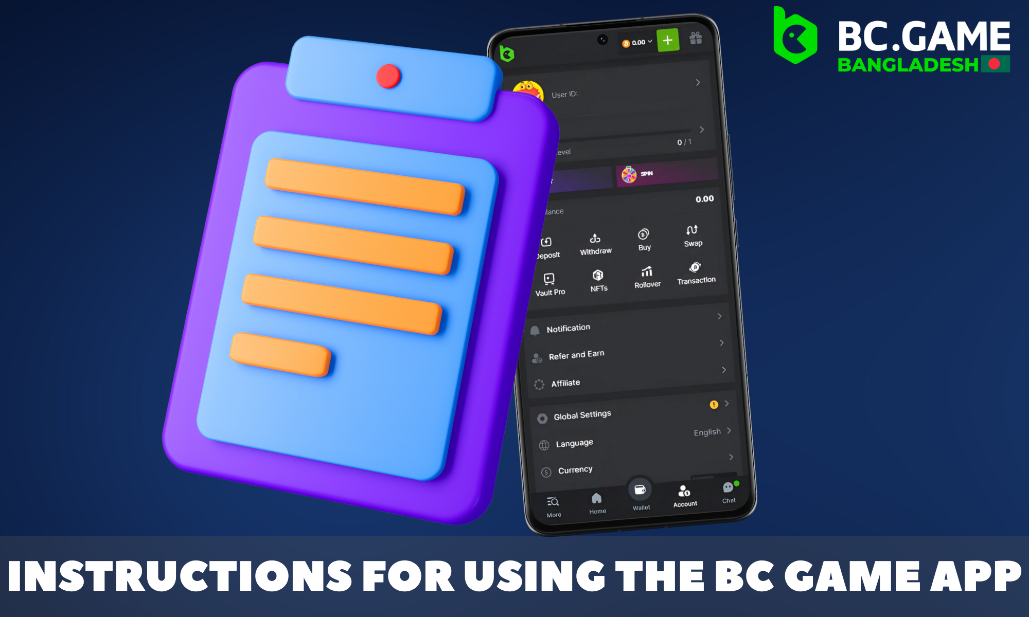 Detailed instructions for using the BC Game app