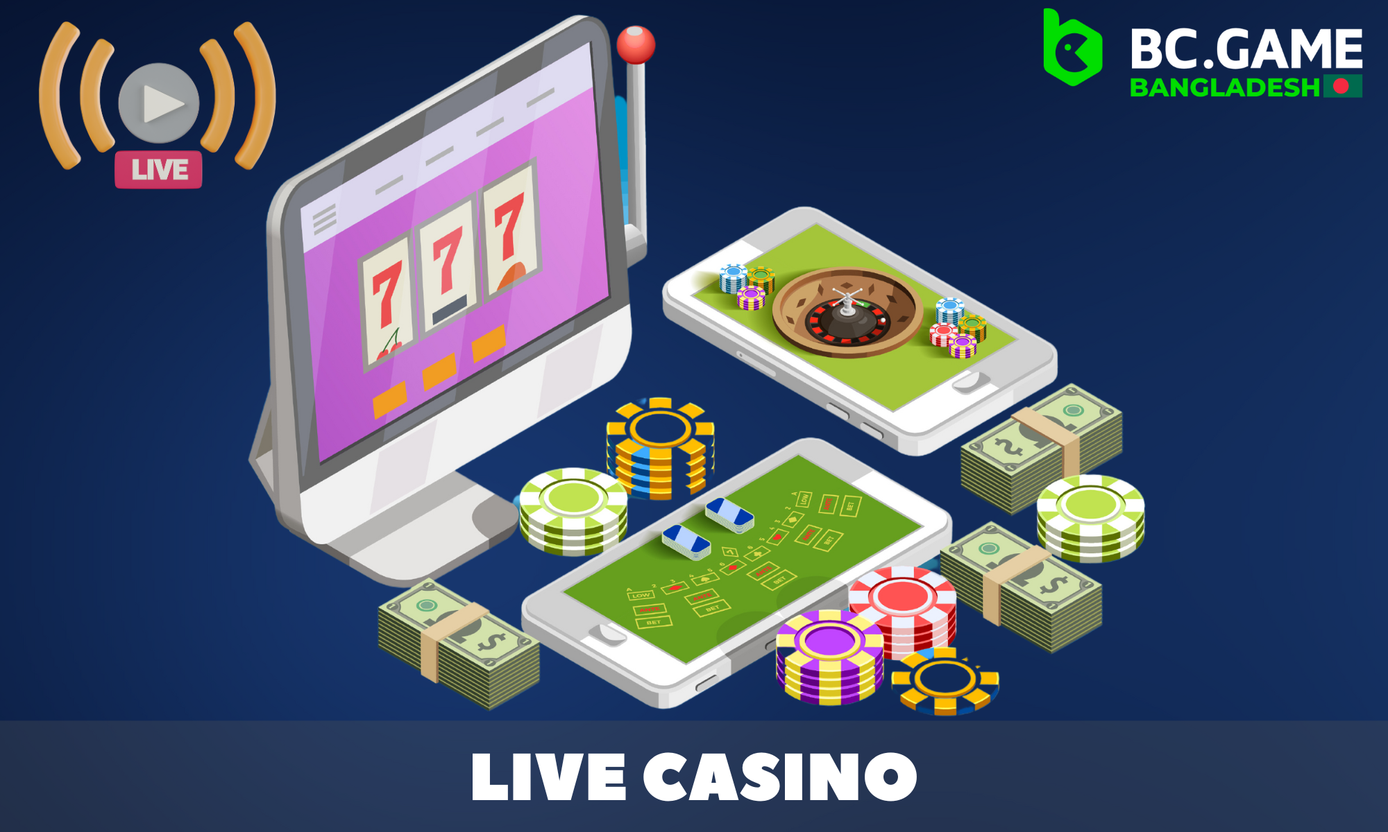 Players from Bangladesh have access to BC Game's live casino with over 30 games