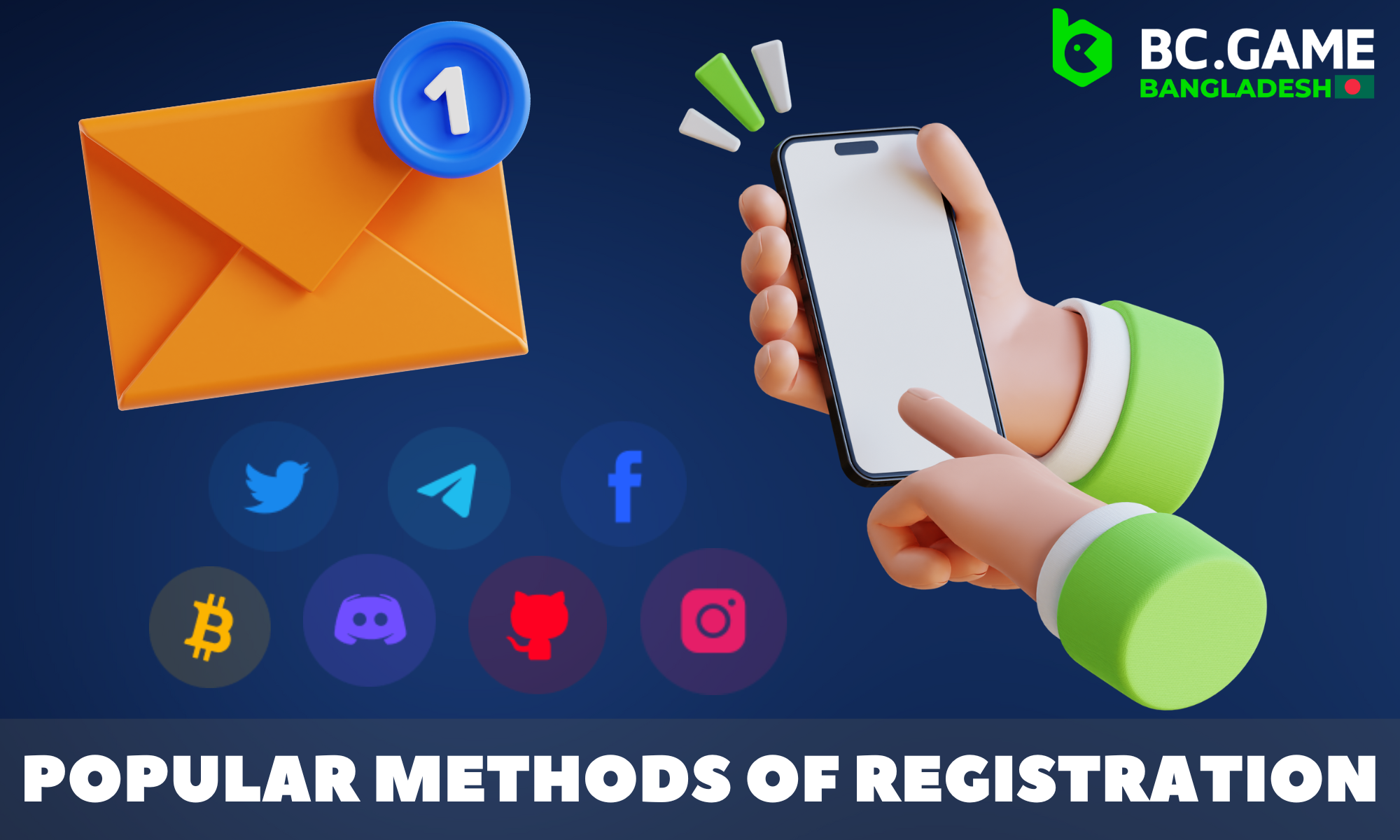 An overview of the main and most popular methods of registering an account with BC Game