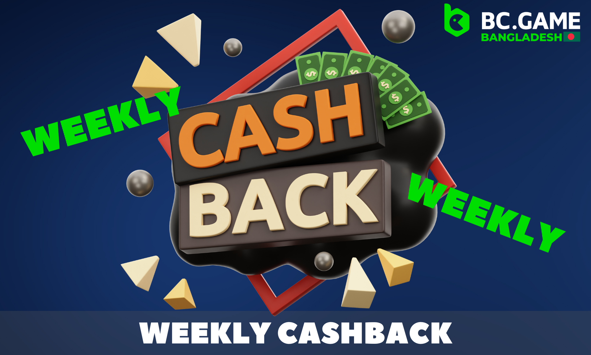 After reaching level 22, BC Game players from Bangladesh can receive a weekly cashback of 1% to 5%