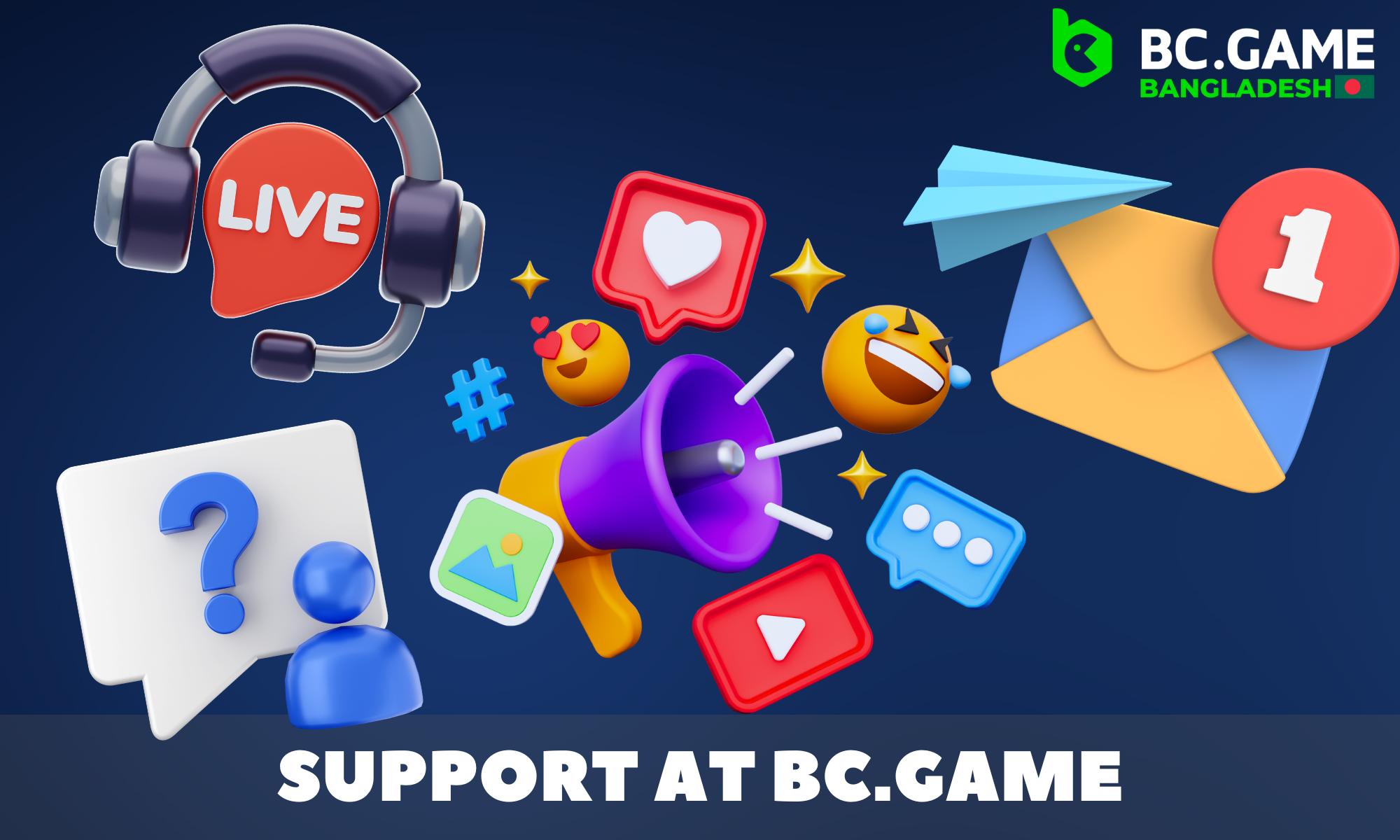 BC.GAME Bangladesh offers a variety of options through which players can get help