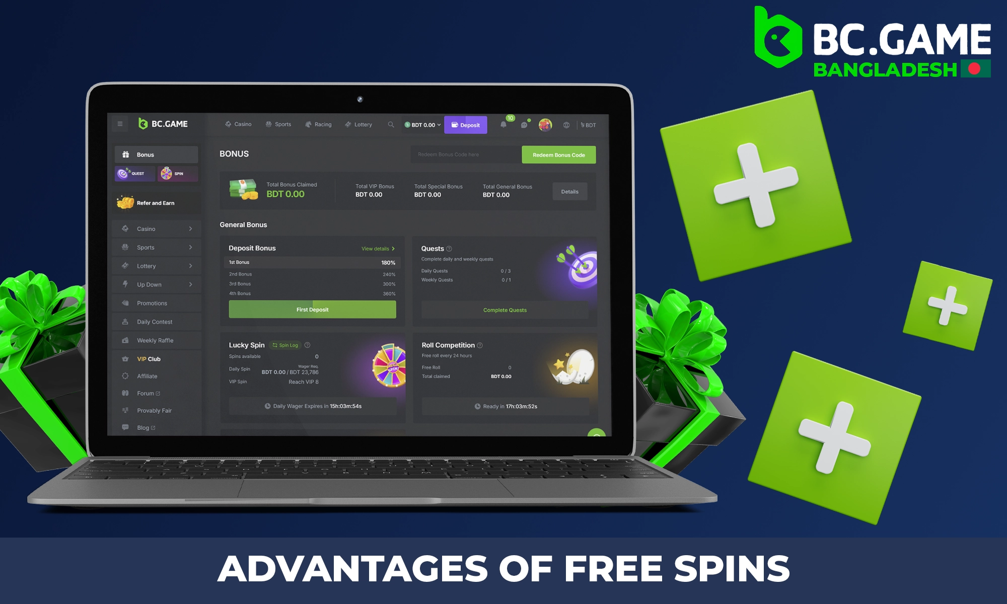 Benefits of Free Spins on BC Game