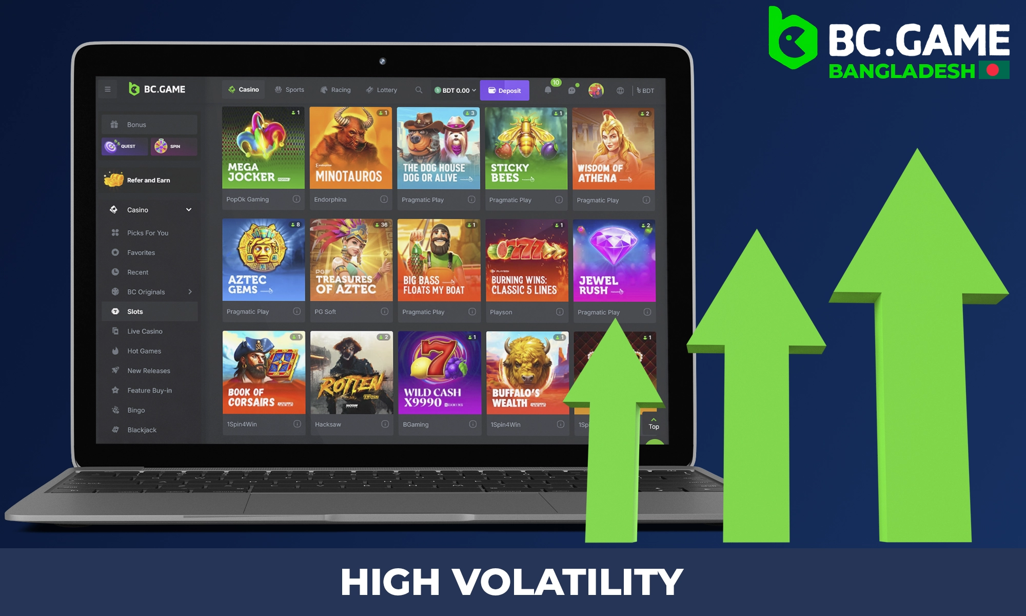 How does High Volatility work at BC Games?