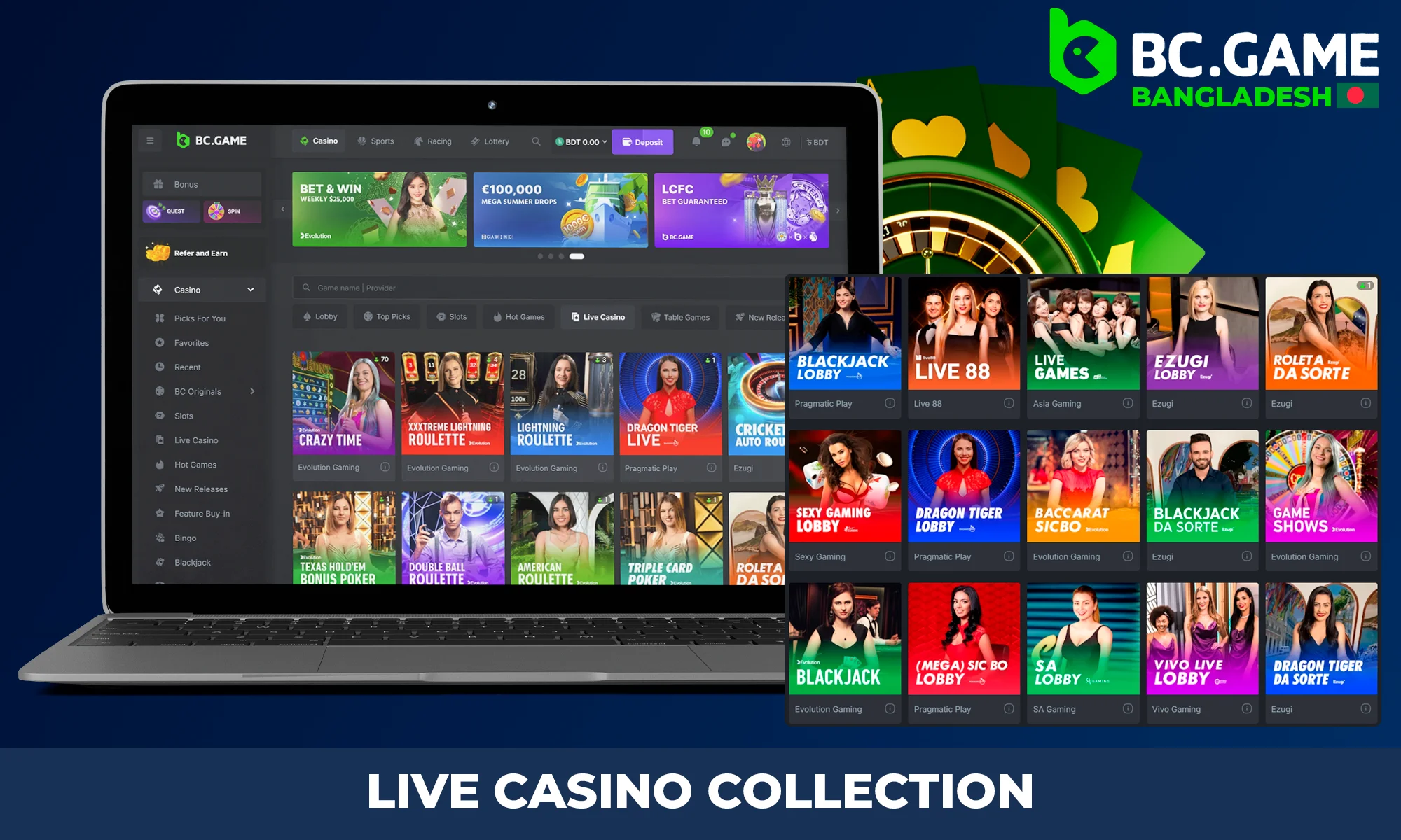 All categories of online casino BC Game