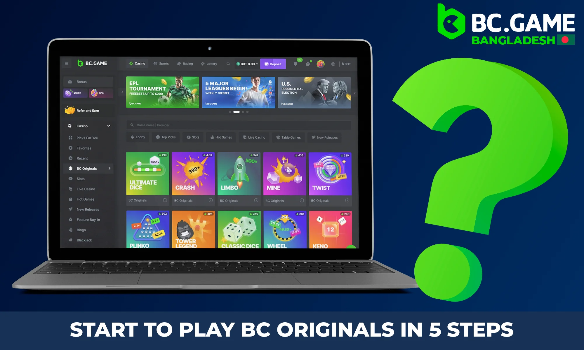 Instructions on how to start playing the original BC Game