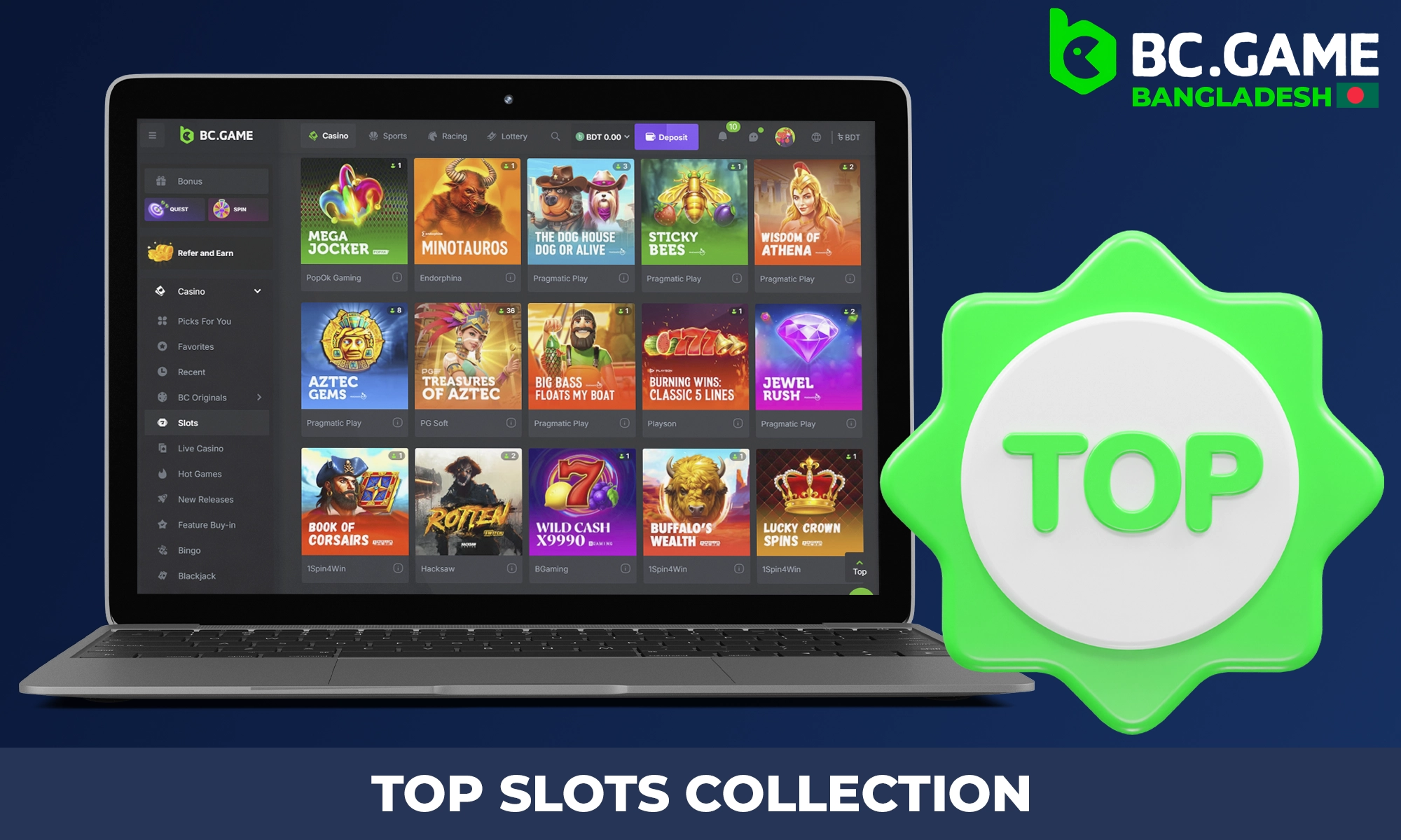 All categories of top slots at BC Game